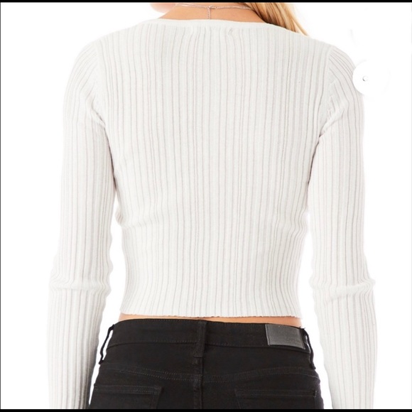 LF Safety Pin Ribbed Crop Cardigan - Picture 4 of 5